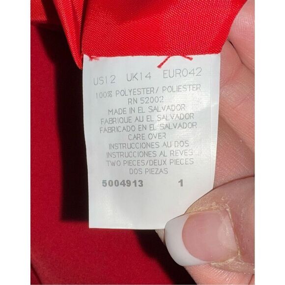 Liz Claiborne Open Front Blazer Sz. 12 Red Lined Peofessional - Picture 6 of 9